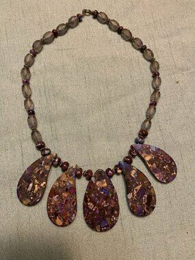 Vintage Lapis Lazuli Beaded Necklace (17") | Deep Blue Gemstone Strand with Gold